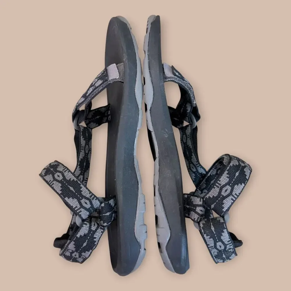Teva Mens Sports Strappy Walking Sandals Hiking Water Size 7 Aztec Black Gray